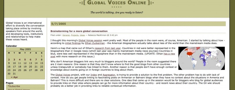 Global Voices, looking like just another WordPress blog on Saturday,May 7th, 2005